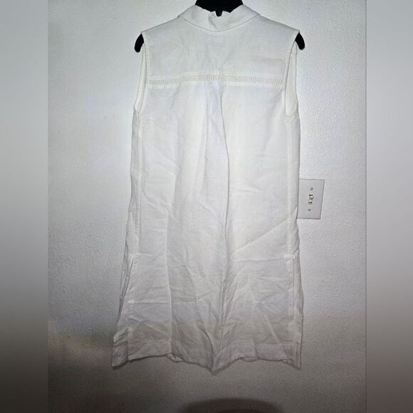 Chico's Linen Blend Buttom Down White Sleveless Shirt Tunic Size 16 - Picture 6 of 7